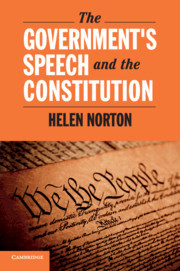 Couverture de l’ouvrage The Government's Speech and the Constitution