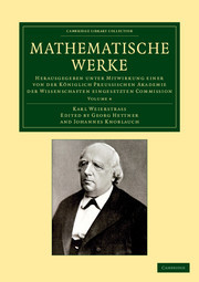 Couverture de l’ouvrage Mathematische Werke