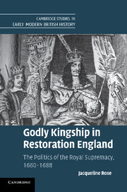 Couverture de l’ouvrage Godly Kingship in Restoration England