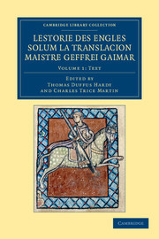 Couverture de l’ouvrage Lestorie des Engles solum la translacion Maistre Geoffrei Gaimar