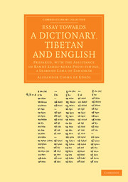 Couverture de l’ouvrage Essay towards a Dictionary, Tibetan and English