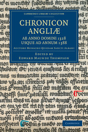 Couverture de l’ouvrage Chronicon Angliæ, ab Anno Domini 1328 usque ad Annum 1388