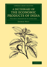 Couverture de l’ouvrage A Dictionary of the Economic Products of India: Volume 4, Gossypium to Linociera