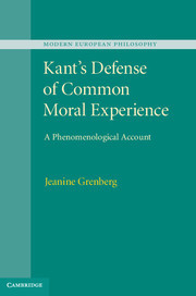 Couverture de l’ouvrage Kant's Defense of Common Moral Experience
