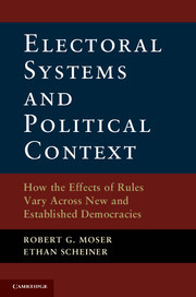 Couverture de l’ouvrage Electoral Systems and Political Context
