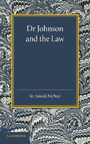 Couverture de l’ouvrage Dr Johnson and the Law