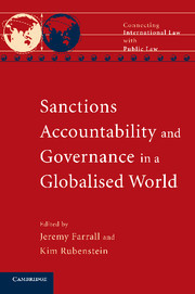 Couverture de l’ouvrage Sanctions, Accountability and Governance in a Globalised World