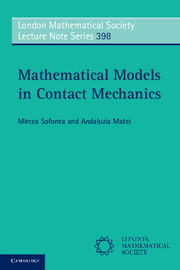 Couverture de l’ouvrage Mathematical Models in Contact Mechanics