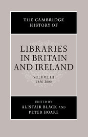 Couverture de l’ouvrage The Cambridge History of Libraries in Britain and Ireland