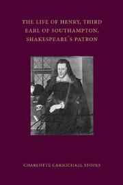 Couverture de l’ouvrage The Life of Henry, Third Earl of Southampton, Shakespeare's Patron