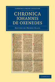 Couverture de l’ouvrage Chronica Johannis de Oxenedes