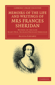 Couverture de l’ouvrage Memoirs of the Life and Writings of Mrs Frances Sheridan