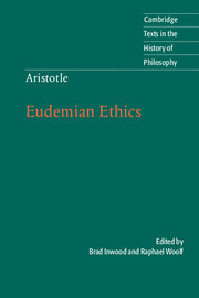 Couverture de l’ouvrage Aristotle: Eudemian Ethics