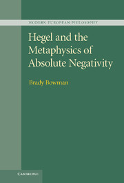 Couverture de l’ouvrage Hegel and the Metaphysics of Absolute Negativity