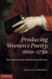 Couverture de l’ouvrage Producing Women's Poetry, 1600–1730
