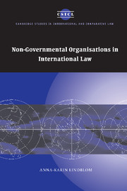 Couverture de l’ouvrage Non-Governmental Organisations in International Law