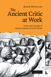 Couverture de l’ouvrage The Ancient Critic at Work