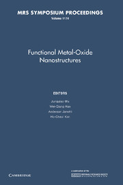 Couverture de l’ouvrage Functional Metal-Oxide Nanostructures: Volume 1174
