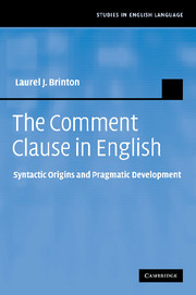 Couverture de l’ouvrage The Comment Clause in English