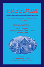 Couverture de l’ouvrage Freedom: Volume 2, Series 1: The Wartime Genesis of Free Labor: The Upper South