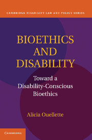 Couverture de l’ouvrage Bioethics and Disability