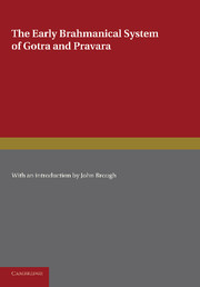 Couverture de l’ouvrage The Early Brahmanical System of Gotra and Pravara