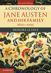 Couverture de l’ouvrage A Chronology of Jane Austen and her Family