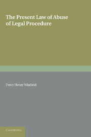 Couverture de l’ouvrage The Present Law of Abuse of Legal Procedure