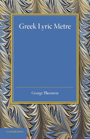 Couverture de l’ouvrage Greek Lyric Metre