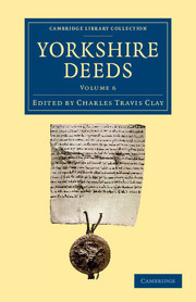 Couverture de l’ouvrage Yorkshire Deeds: Volume 6