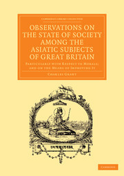 Couverture de l’ouvrage Observations on the State of Society among the Asiatic Subjects of Great Britain