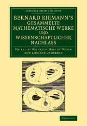 Couverture de l’ouvrage Bernard Riemann's gesammelte mathematische Werke und wissenschaftlicher Nachlass