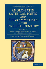 Couverture de l’ouvrage The Anglo-Latin Satirical Poets and Epigrammatists of the Twelfth Century