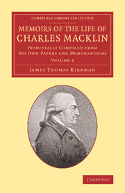 Couverture de l’ouvrage Memoirs of the Life of Charles Macklin, Esq.: Volume 2