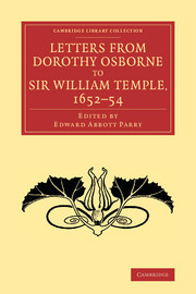 Couverture de l’ouvrage Letters from Dorothy Osborne to Sir William Temple, 1652–54
