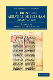Couverture de l’ouvrage Chronicon Abbatiae de Evesham ad annum 1418