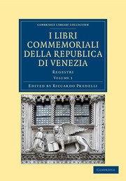 Couverture de l’ouvrage I libri commemoriali della Republica di Venezia