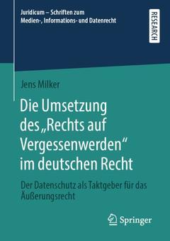 Couverture de l’ouvrage Die Umsetzung des „Rechts auf Vergessenwerden“ im deutschen Recht