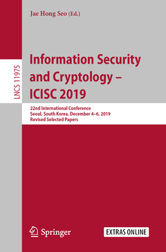 Couverture de l’ouvrage Information Security and Cryptology - ICISC 2019