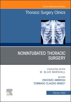 Couverture de l’ouvrage Nonintubated Thoracic Surgery, An Issue of Thoracic Surgery Clinics