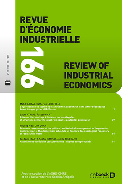 Couverture de l’ouvrage Revue d'économie industrielle 2019/2 - 166 - Varia