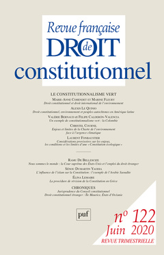Couverture de l’ouvrage Revue française de Droit constitutionnel N° 122, 2020