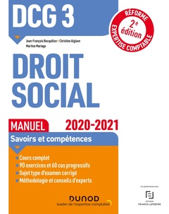 Couverture de l’ouvrage DCG 3 Droit social - Manuel - 2020-2021