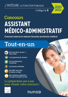 Couverture de l’ouvrage Concours Assistant médico-administratif 2020-2021 - Tout-en-un cours externe et interne