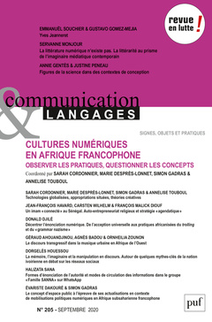 Couverture de l’ouvrage Communication et Langages N° 205, octobre 2020
