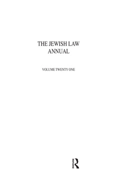 Couverture de l’ouvrage Jewish Law Annual Volume 21