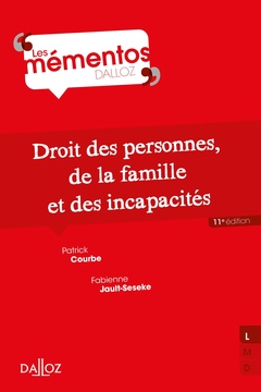 Cover of the book Droit des personnes, de la famille et incapacités 11ed