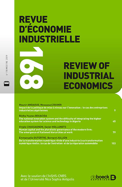 Couverture de l’ouvrage Revue d'économie industrielle 2019/4 - 168 - Varia