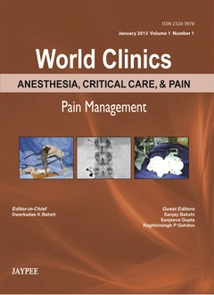 Couverture de l’ouvrage World Clinics: Anesthesia, Critical Care & Pain - Pain Management