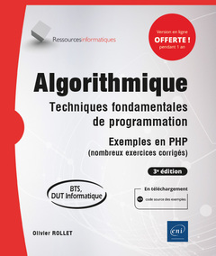 Couverture de l’ouvrage Algorithmique - Techniques fondamentales de programmation - Exemples en PHP (nombreux exercices corr